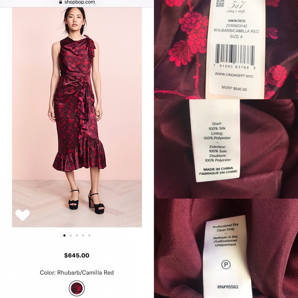 ❌sold❌NEW Cinq a Sept Nanon Dress 100% Silk Size 4 - Picture 8 of 8